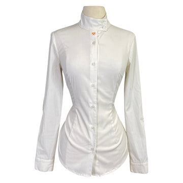 Asmar Equestrian Long Sleeve Show Shirt in White/Sand