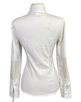 Back of Asmar Equestrian Long Sleeve Show Shirt in White/Sand