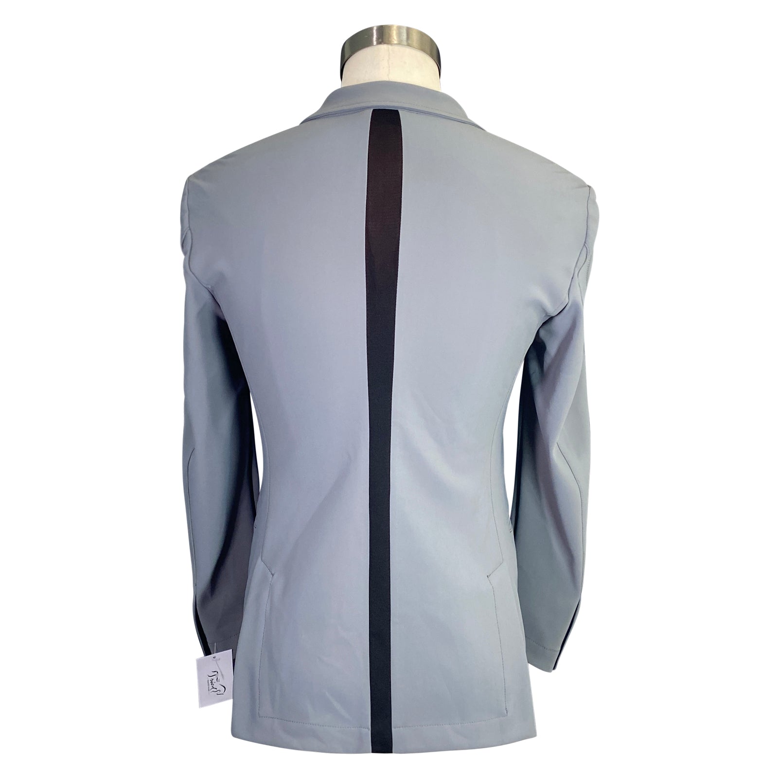 back of Cavalleria Toscana &#39;Mesh Stripe&#39; Show Coat in Grey/Burgundy