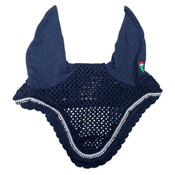 Equiline Rio Rhinestone Ear Bonnet in Navy/Silver