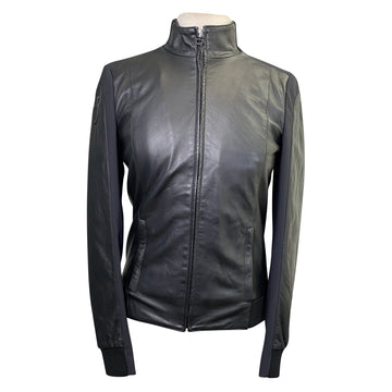 Cavalleria Toscana Leather Jersey Bomber in Black