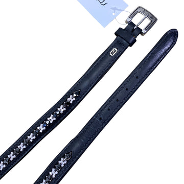 People on Horses 'Ice' Belt in Black/White Crystals