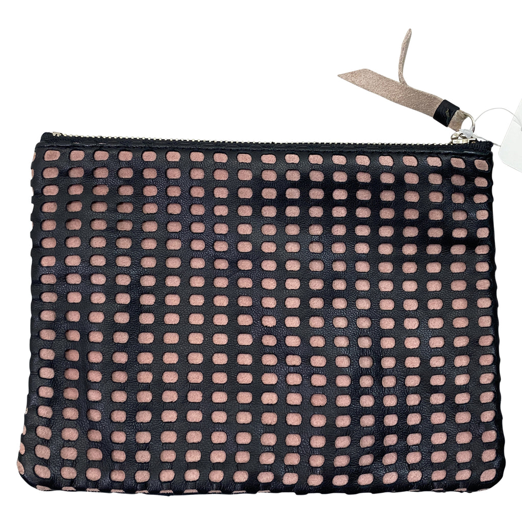 Leather Overlay Pouch in Pink/Black