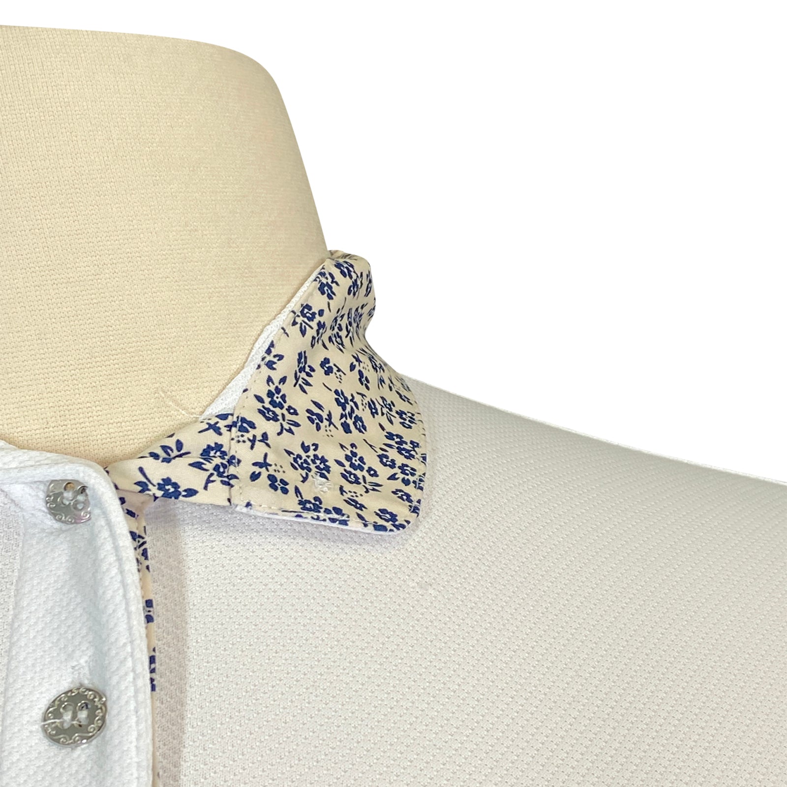 Detail of Animo &#39;Basilea&#39; Short Sleeve Show Shirt in White/Tan Floral Collar