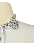 Detail of Animo 'Basilea' Short Sleeve Show Shirt in White/Tan Floral Collar