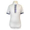 Animo Short Sleeve Competition Polo in White/Blue Trim
