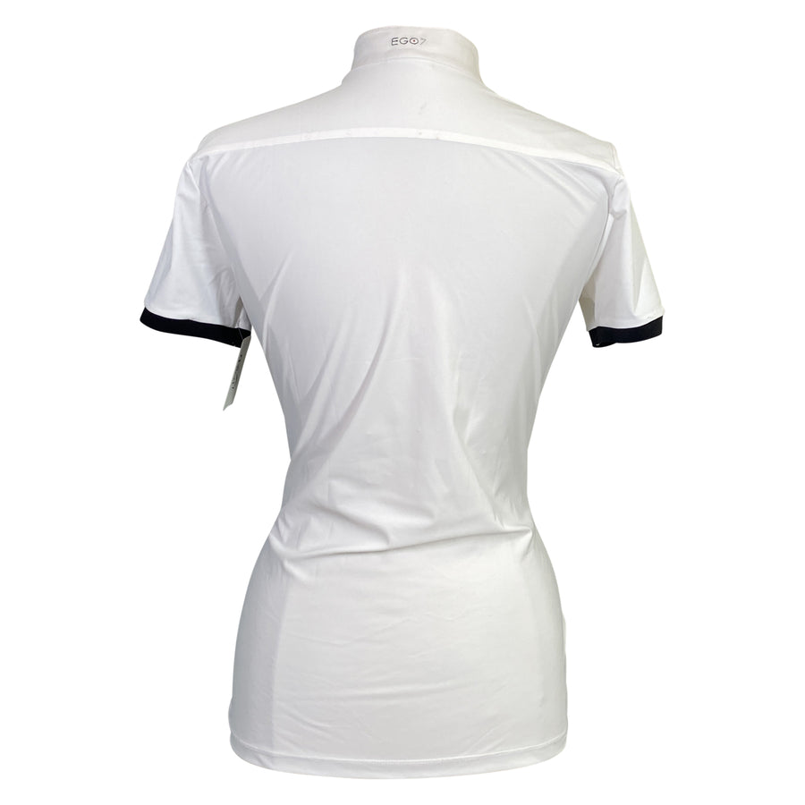 Back of EGO7 Short Sleeve Polo Top in White