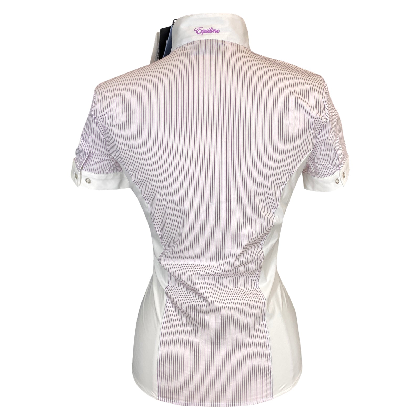 Back of Equiline 'Charlotte' Show Shirt in Lilac Stripe