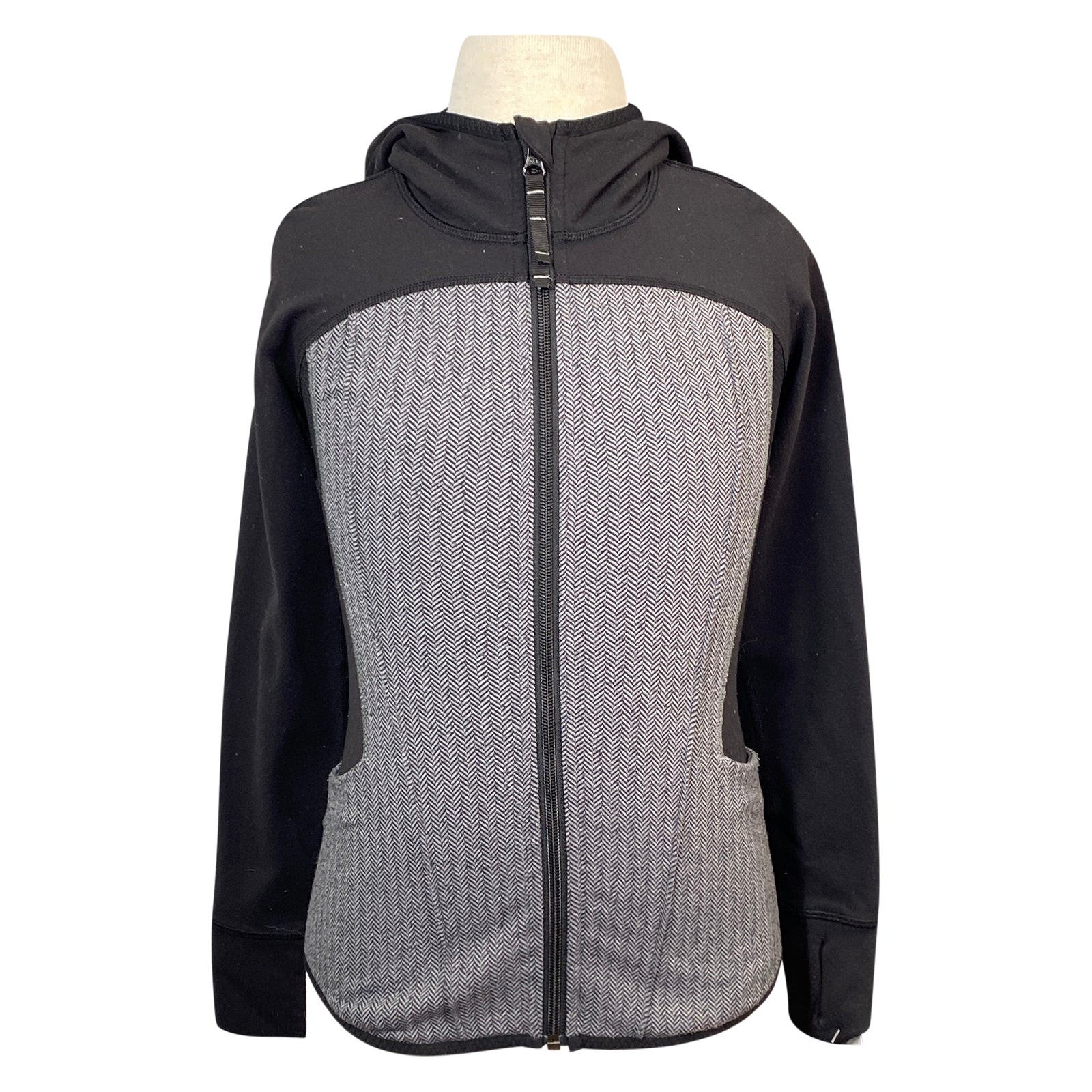 Ivivva Hooded Zip-Up Jacket in Black/Grey