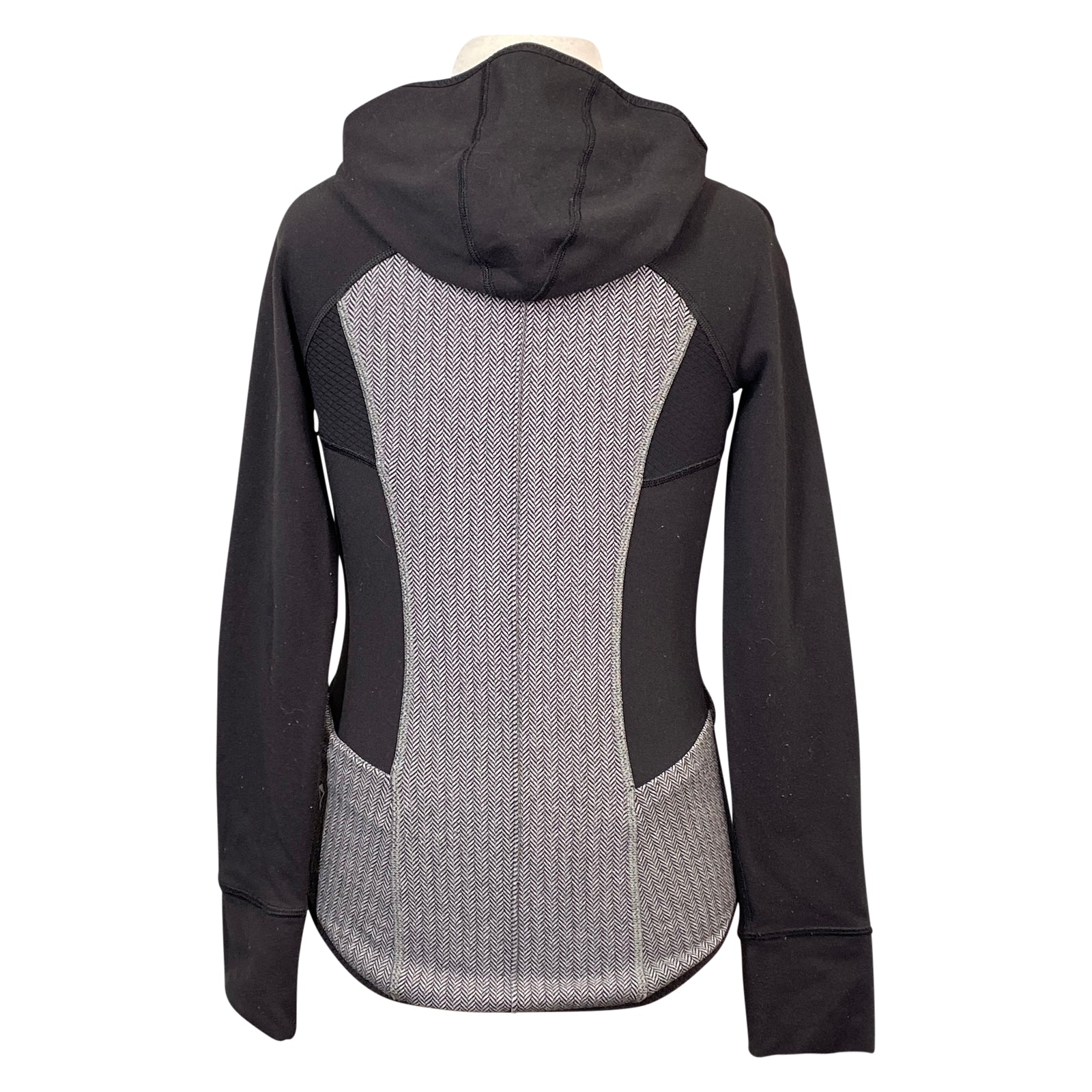 back of Ivivva Hooded Zip-Up Jacket in Black/Grey