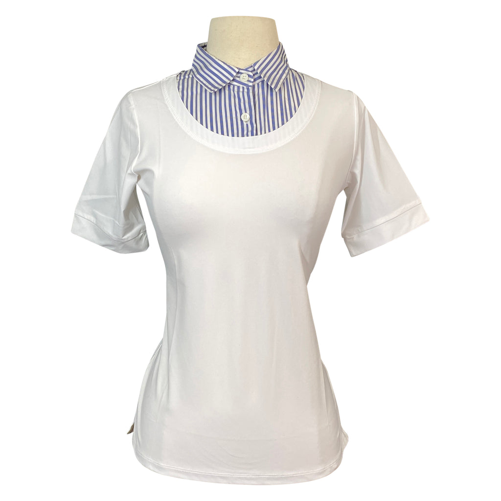 CALLIDAE The Practice Shirt in White w/ Fancy Stripe - Women's Small