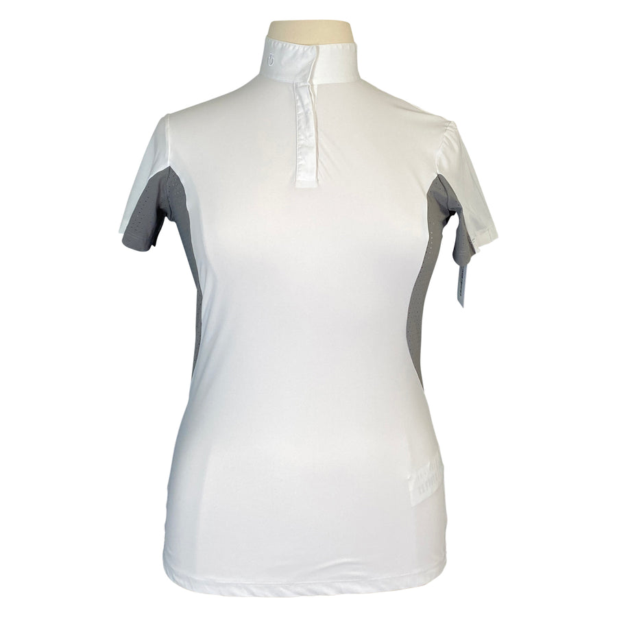 Cavalleria Toscana Jersey Perforated Insert Shirt in White/Grey