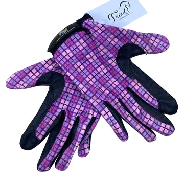 Heritage Performance Riding Gloves in Purple/Pink Plaid