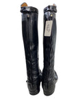 Back of La Mundial Custom Alligator Field Boots in Black 