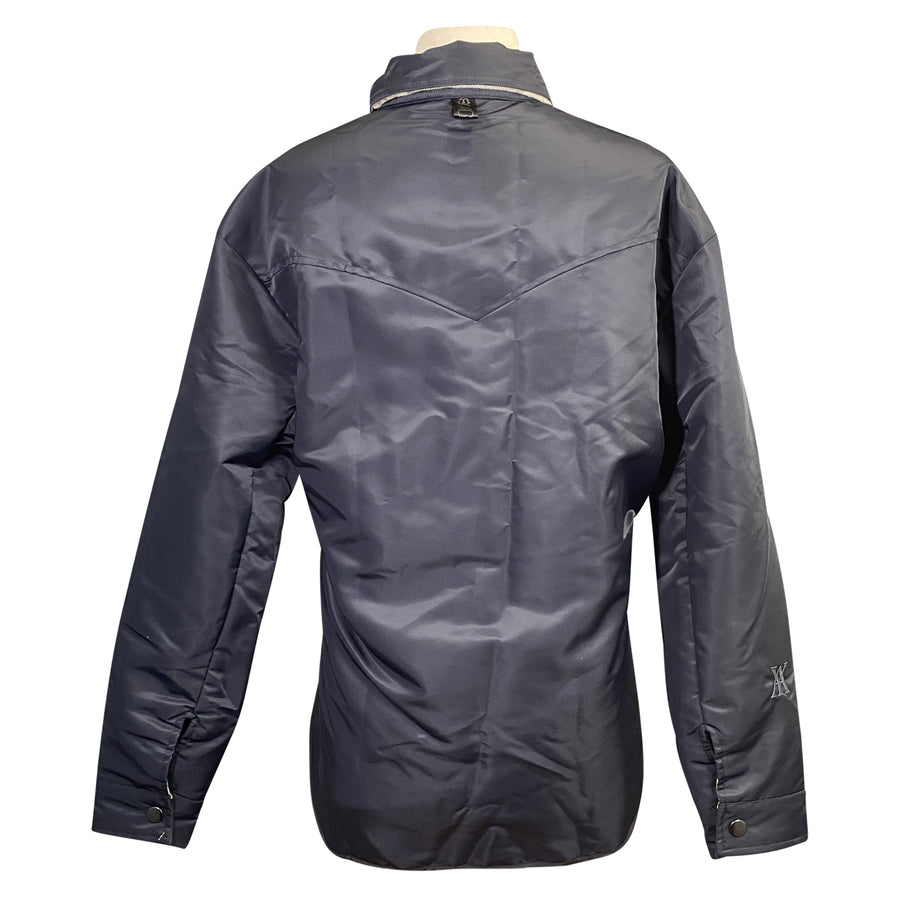 Back of Yagya 'Double Up' Stable Jacket in Black/Plaid
