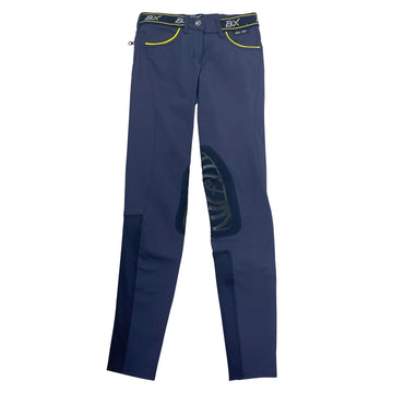 B Vertigo 'BX' Knee Patch Breeches in Navy/Yellow