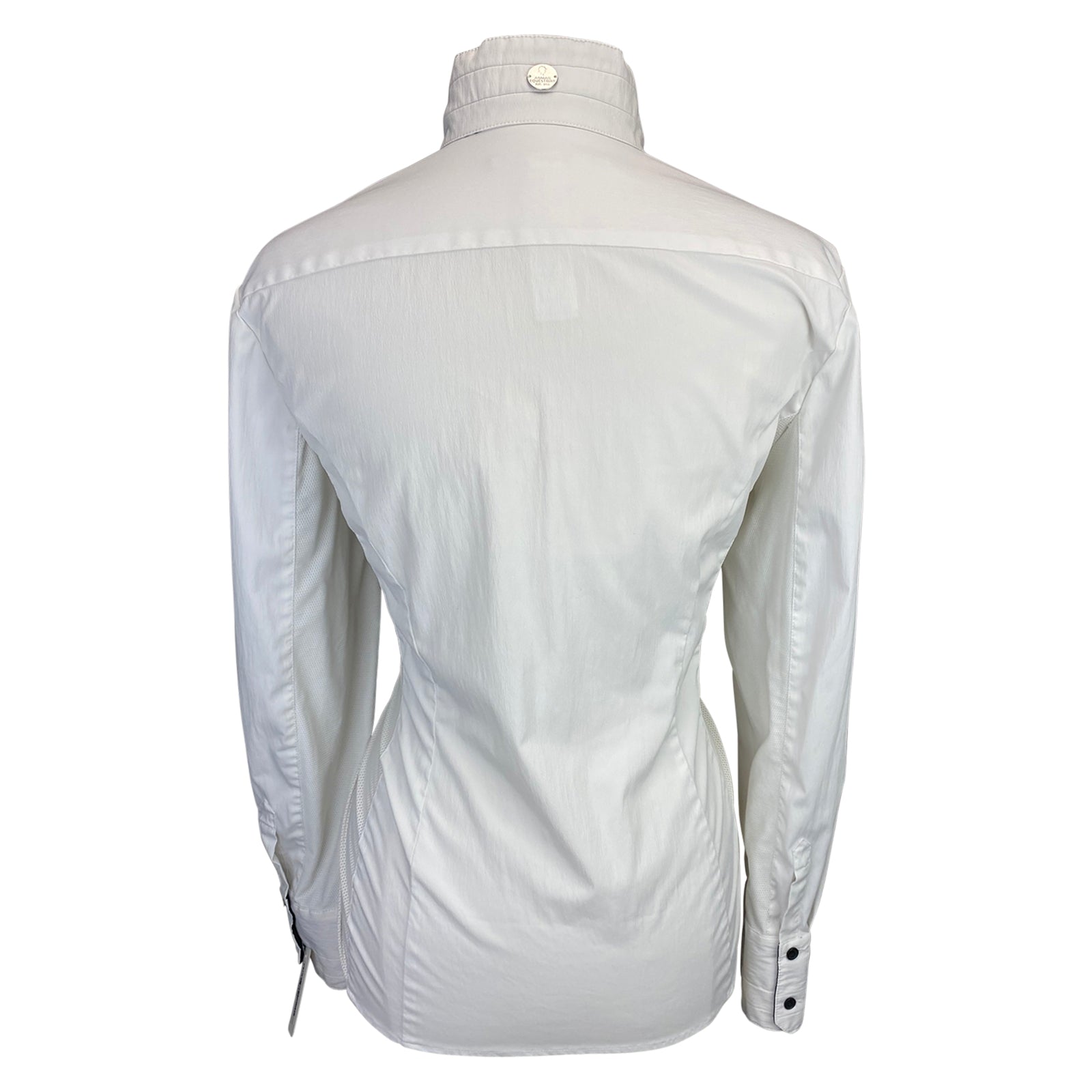 Back of Asmar Equestrian Show Shirt in White/Black
