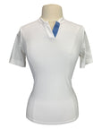 CALLIDAE The Short Sleeve Tech Polo in White/Blue Ribbon