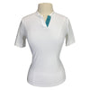 CALLIDAE The Short Sleeve Tech Polo in White/Flamingo Ribbon 