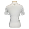 Back of CALLIDAE The Short Sleeve Tech Polo in White/Flamingo Ribbon 