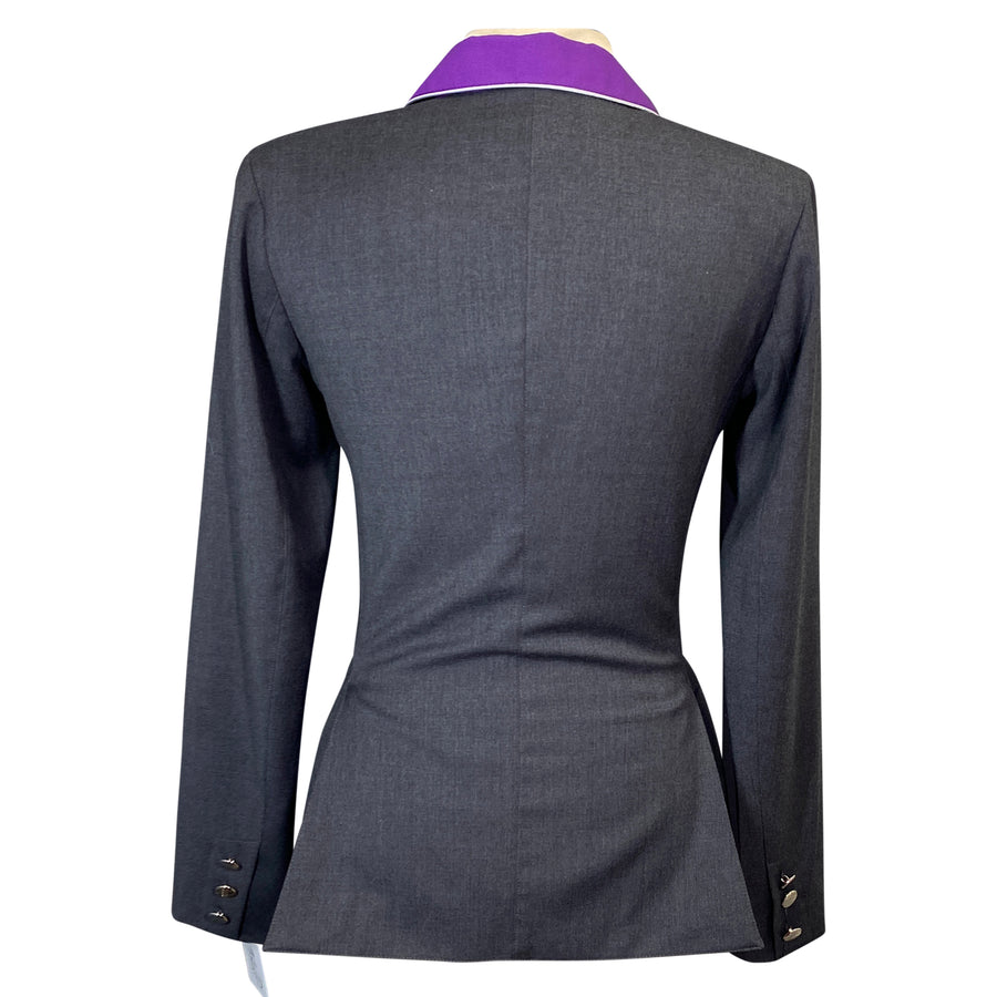 Back of Winston Equestrian Exclusive Competition Coat in Grey/Purple