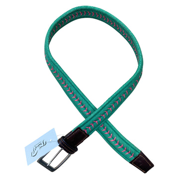 Manfredi Woven Stretch Belt in Green/Pink