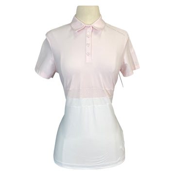 Cavalleria Toscana Perforated Stripe Polo in Baby Pink/White