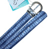 Close up of Romfh Croc Belt in Cerulean 
