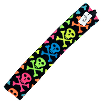Fleece Tail Bag in Neon Skulls