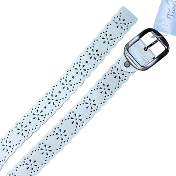 Spiced Equestrian 'Mrs. Darcy' Belt in White 