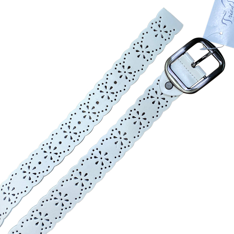 Spiced Equestrian 'Mrs. Darcy' Belt in White 
