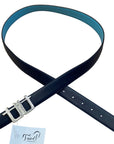 Full view of Alessandro Albanese Reversible Belt Leather in Navy/Teal 