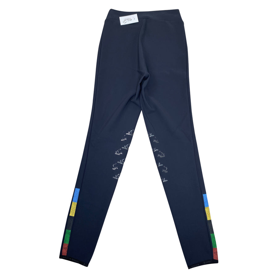 Back of Cavalleria Toscana Jersey 'Tokyo Olympics' Riding Tights in Navy 