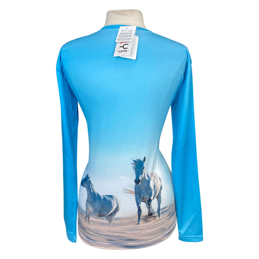 Back of Olly Wear 'Art x Sport' Crew Neck in Turquoise - Women's XS