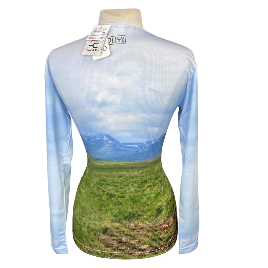 Back of equestrian Olly Wear 'Art x Sport' Crew Neck in Sky