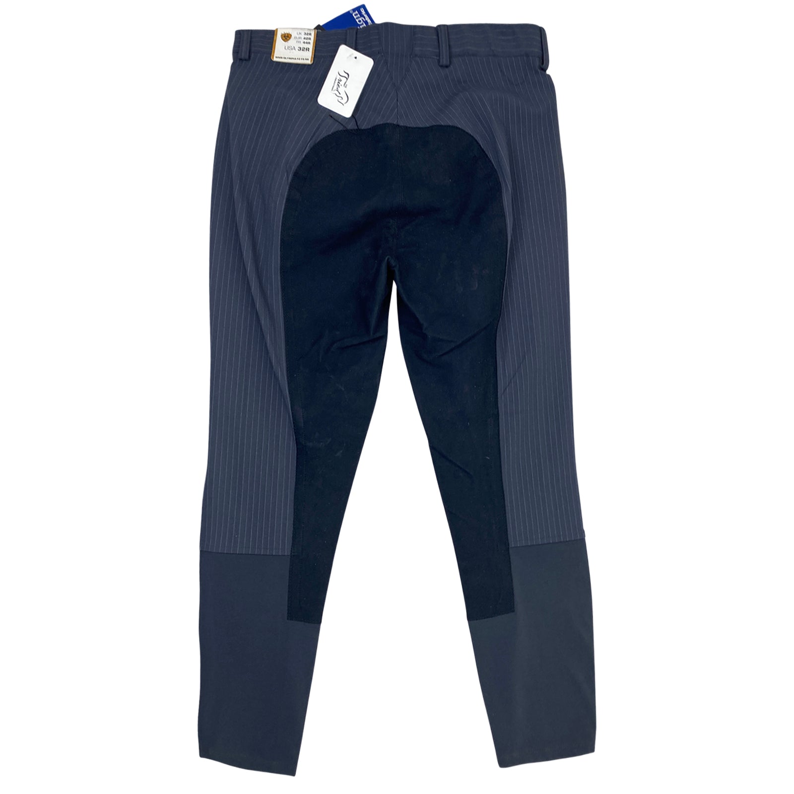 Back of Ariat Olympia Acclaim Full Seat Breeches in Navy Pinstripe