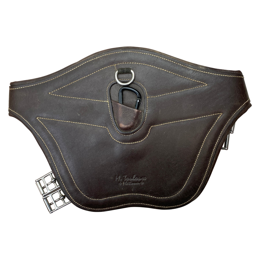 M. Toulouse Platinum Leather Belly Guard Girth in Chocolate