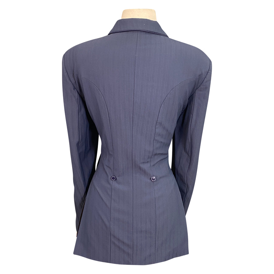 Back of Grand Prix Stretch Show Coat in Navy Stripe 