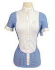 Equiline 'Opaline' Short Sleeve Show Shirt in White/Blue Stripe