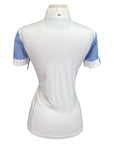 Back of Equiline 'Opaline' Short Sleeve Show Shirt in White/Blue Stripe