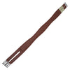 UNderside of Horse Fare Products Fancy Overlay Girth in Chestnut