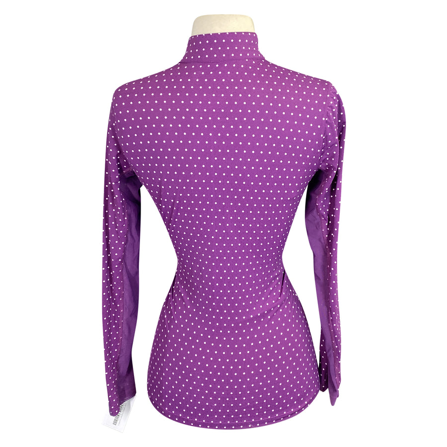 Back of Dover Saddlery 'CoolBlast' Sunshirt in Purple Polka Dot
