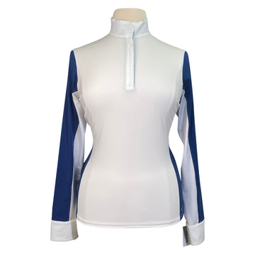 Kerrits Affinity Long Sleeve Show Shirt in White/Navy