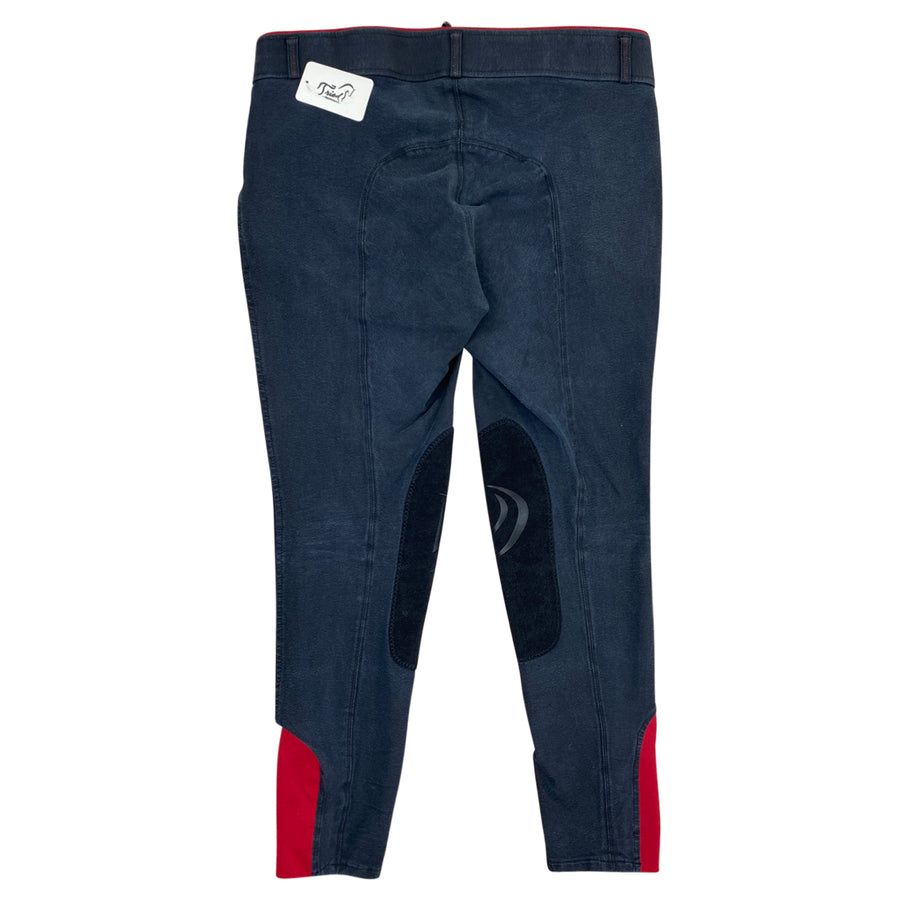 Back of Devon Aire 'Signature' Woven Breeches in Charcoal/Red