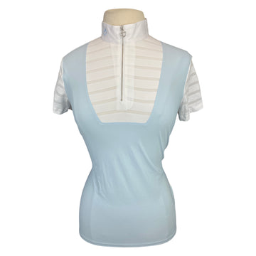 Cavalleria Toscana Sheer Stripe Competition Polo in Light Blue/White 