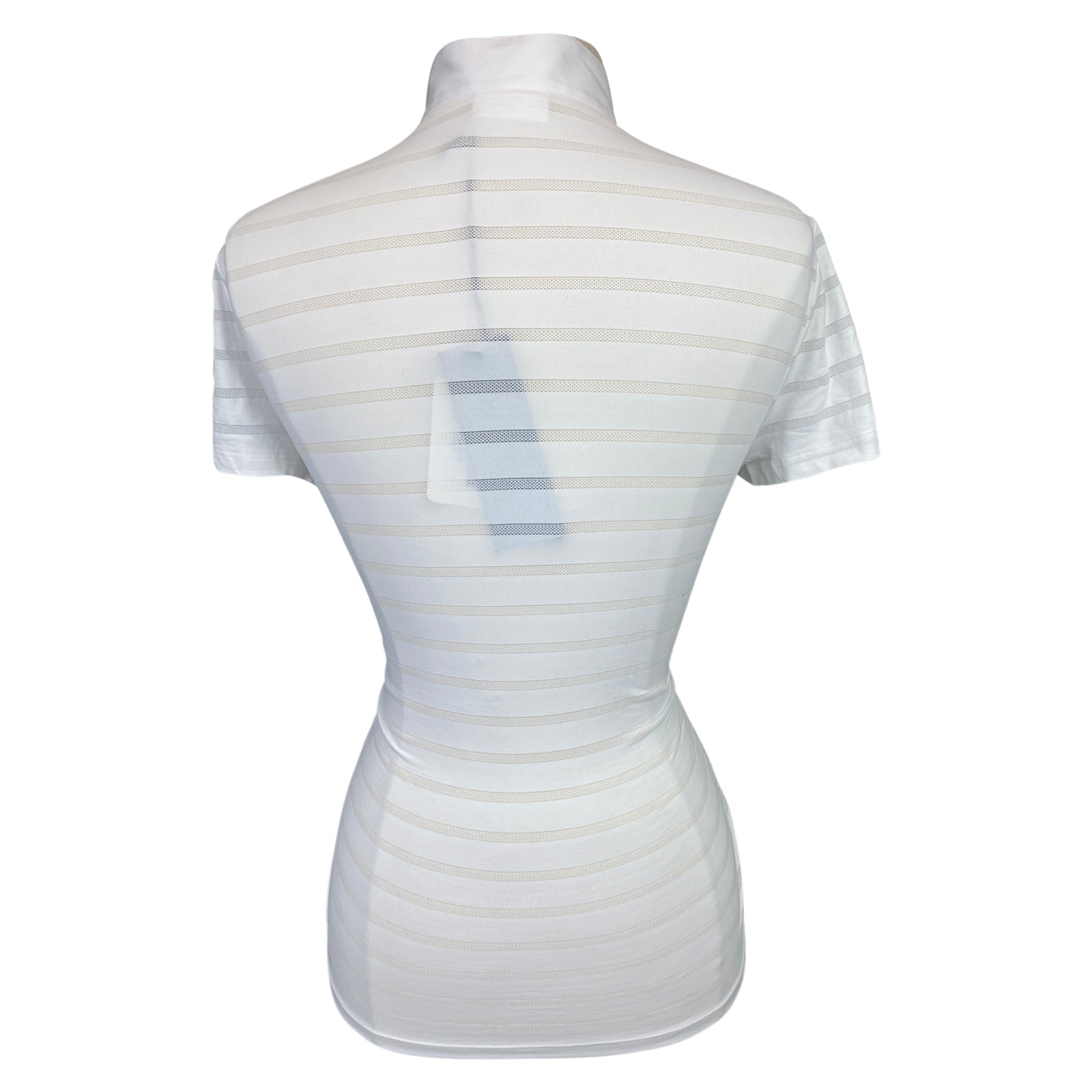 Back of Cavalleria Toscana Sheer Stripe Competition Polo in Light Blue/White 