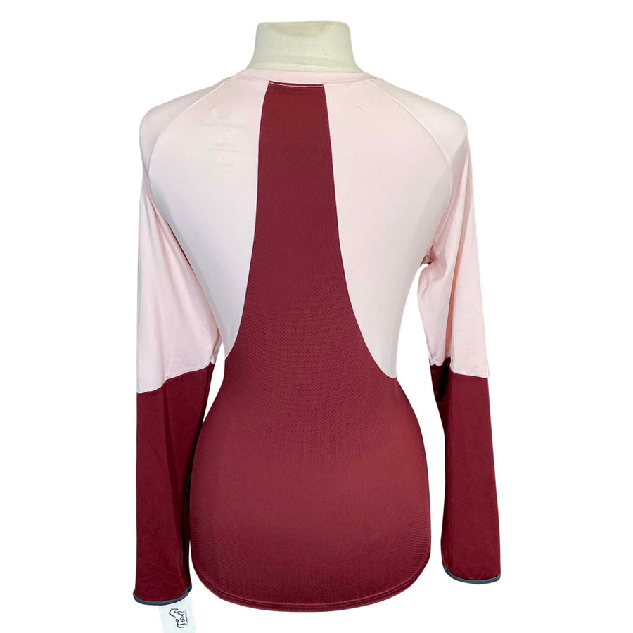 Back of Horseware 'Jade' Crewneck Technical Top in Pink/Burgundy