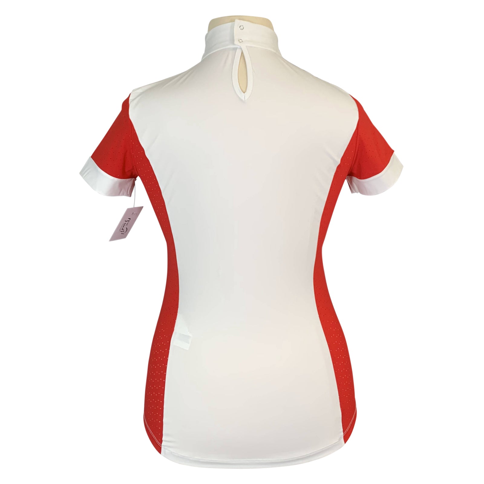 Back of Equiline &#39;Heather&#39; Competition Shirt in Fire Red