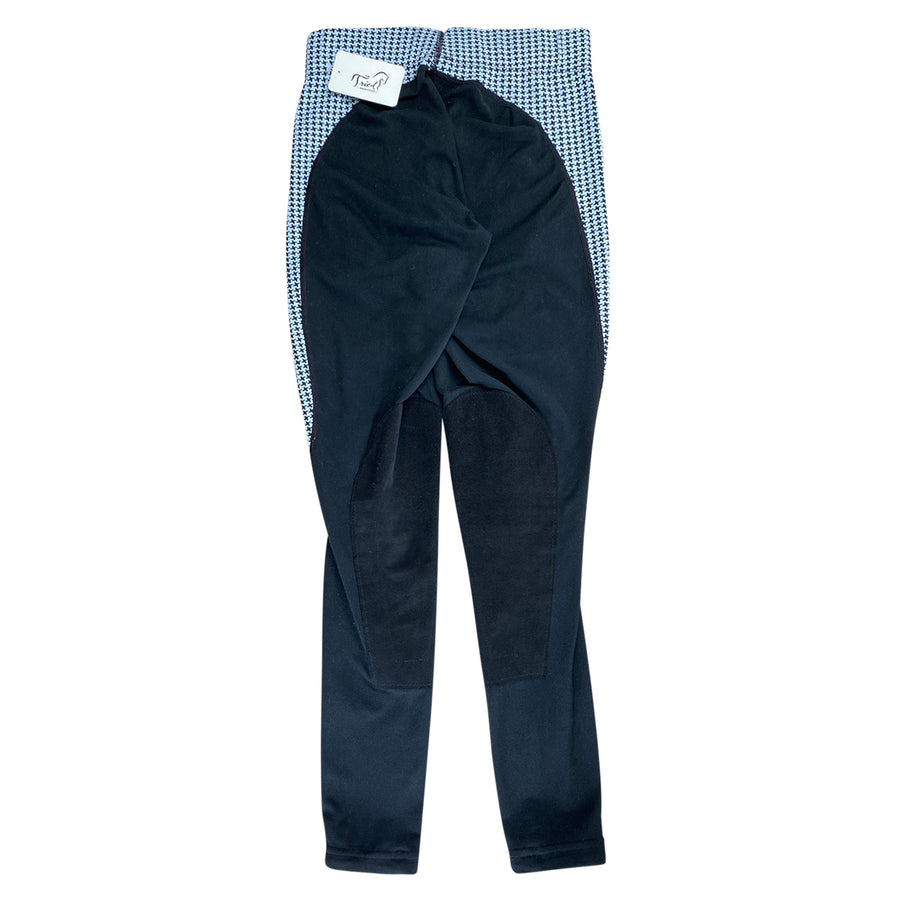 Back of Kerrits Performance Knee Patch Tights in Black w/ Sky Blue Houndstooth