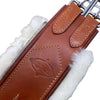 Detail shot on Edgewood Sheepskin Single End Elastic Girth in Chestnut